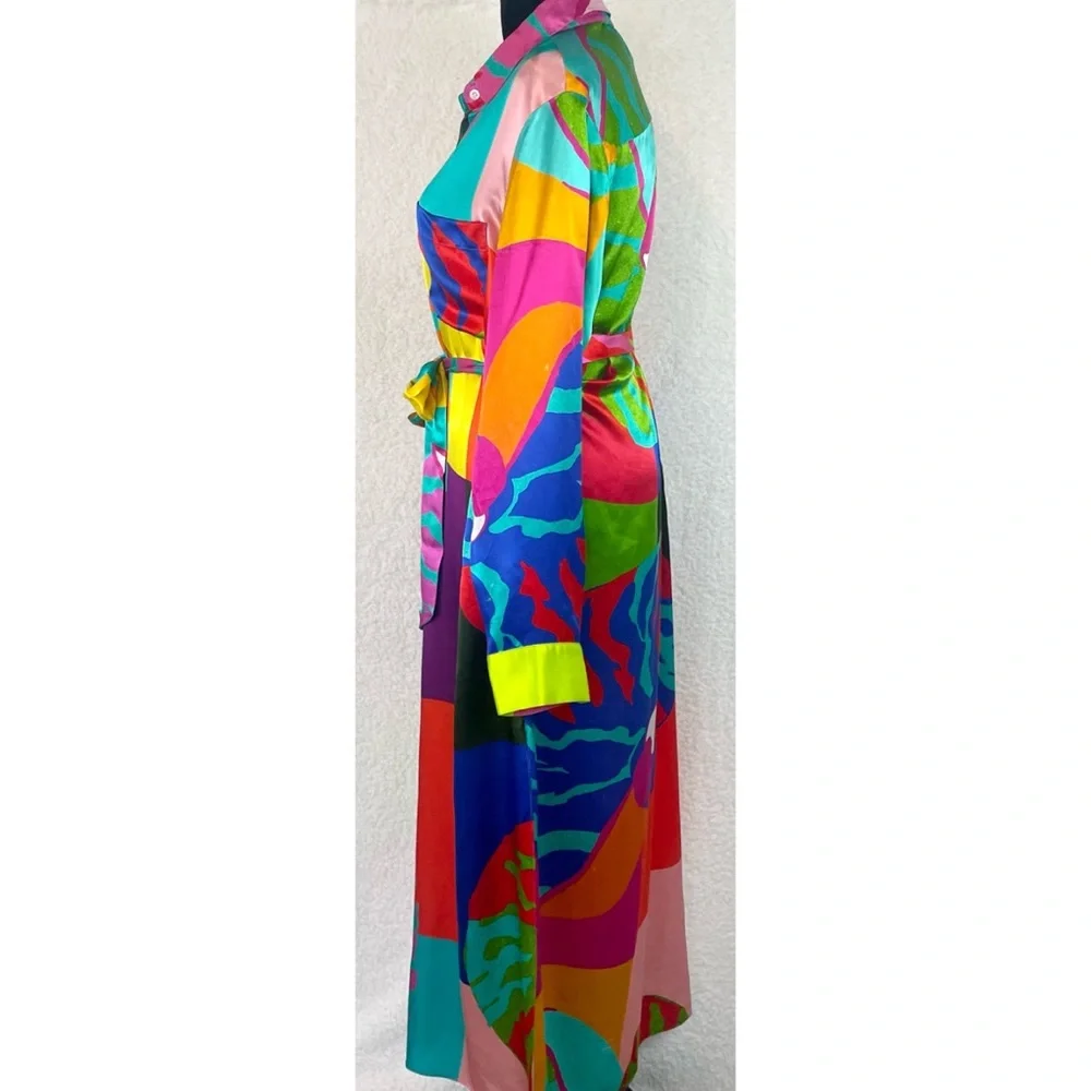 BEATRICE VON TRESCKOW • Colorful Nautical Shell Print Silk Belted Midi Dress, 8 - Picture 6 of 16